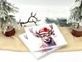 Servietten Hirsch mit Weihnachtsmütze für Weihnachtsessen mit der Familie, die festliche Kaffeetafel & Winterdekoration 2