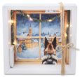 Schäferhund Geldgeschenk Hund am Fenster Schnee Dorf Weihnachten Girlande LED Geschenk 6