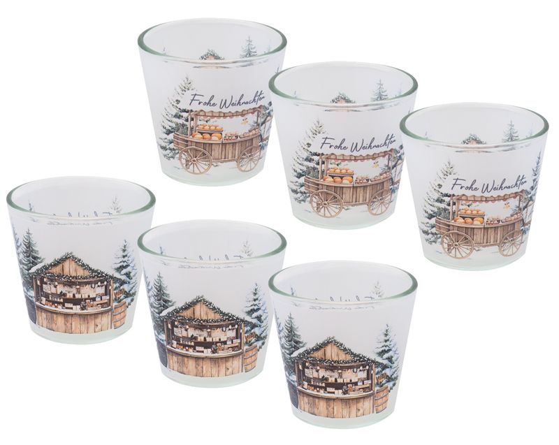 Windlicht Banderole Weihnachtsmarkt Stand Weihnachten Kerzenglas PERSONALISIERT 7,5 cm H