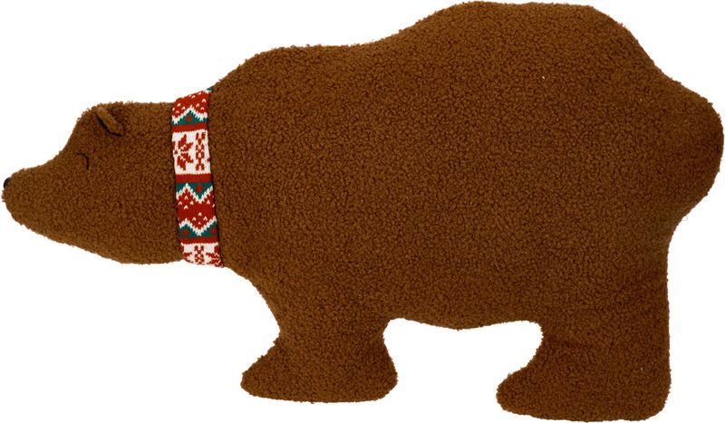Kissen Deko Bär Braunbär Weiß Polyester Zierkissen Weihnachten Kinderzimmer Geschenk 60cm Lang