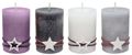 Adventskerzen Stumpenkerzen Kerzen Flieder Lila Grau Stern Weiß Adventskranz Weihnachten Deko 9x6cm 4 Stück 1