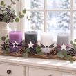 Adventskerzen in Flieder und Grau mit Stern - Adventskranz Weihnachten Winter Deko 4