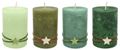 Adventskerzen Stumpenkerzen Kerzen 4 Grüntöne Stern Natur Olive Adventskranz Weihnachten Deko 9x6cm 4 Stück 1