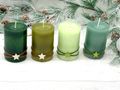 Grüne Adventskerzen mit Stern 9cm H Ø ca. 6 cm Brenndauer ± 27h - ideal für Adventskranz, Weihnachten Gestecke, Deko 2