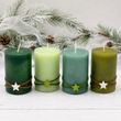 Grüne Adventskerzen mit Stern 9cm H, Brenndauer ± 27h - ideal für Adventskranz, Weihnachten Gestecke, Deko 4