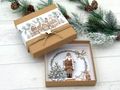Handgefertigte Weihnachts-Geldgeschenk Verpackung -Box „Nussknacker & Lebkuchen“ aus naturfarbener Kartonage 3