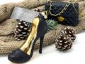 Glas Christbaumschmuck High-Heel Schwarz Glitzer Gold Elegant Weihnachten Geschenkidee 3