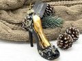 Christbaumschmuck Damenschuh aus Glas in eleganten Gold-Schwarz-Look mit funkelndem Glitzer und Pailletten 3