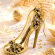 Pumps High Heels Weihnachtskugel Glas Christbaumschmuck Deko Schuh Gold  5