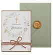 Einladungskarte mit Briefumschlag Personalisiert Kommunion Konfirmation Taufe Blumenkranz Olive 3