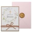 Einladungskarte mit Briefumschlag Personalisiert Kommunion Konfirmation Taufe Blumenkranz Rosa 7
