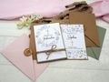 Einladungskarte mit Briefumschlag Personalisiert Kommunion Konfirmation Taufe Blumenkranz Kraft Rosa Olive 2