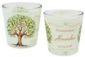 Personalisierte Windlichter Banderole Baum des Lebens Grün - Kommunion Taufe Konfirmation Tischdeko 7,5cm H 1