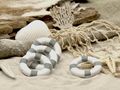 4 Kleine Rettungsring Deko zum Basteln - Nautische Rettungsringe in Grau Weiß - Mini Ornamente für DIY Strand  3