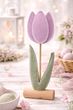 Bunt Deko Aufsteller Tulpen Filz Holz Lila Frühling Ostern Tischdeko Blumen 31cm Hoch 6