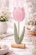Bunt Deko Aufsteller Tulpen Filz Holz Rosa Frühling Ostern Tischdeko Blumen 31cm Hoch 8