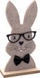 Deko Osterhase Aufsteller aus Filz mit Holzbrille und schwarzer Schleife – moderner Hingucker für Oster- und Frühlingsdeko 2