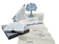 Tischdeko mit Motiv Baum des Lebens in Blau Creme Silber – Deko Kommunion & Konfirmation Komplett SET 1