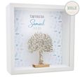 Personalisierter Holz Bilderrahmen Baum des Lebens christliche Symbole Petrol Konfirmation Kommunion Geburtstag Geschenk 1