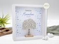 Personalisierter Holz Bilderrahmen Baum des Lebens christliche Symbole Dunkelblau Konfirmation Kommunion Geschenk 2