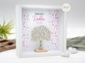 Personalisierter Holz Bilderrahmen Baum des Lebens christliche Symbole Pink Rosa Konfirmation Kommunion Geschenk 2