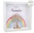 Personalisierter Holz Bilderrahmen Regenbogen Bunt Baum des Lebens LED Lichterkette Konfirmation Kommunion Geschenk 1