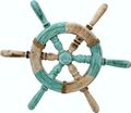 Maritimes Deko Steuerrad Holz Ø 42 cm – Schiff Lenkrad Ruder Wanddeko Mint Antikweiß – Nautische Küstendeko  1