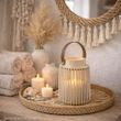 Deko Laterne Creme Weiß zum aufhängen oder hinstellen für Badezimmer, Wohnzimmer oder als Eventdeko in Boho Stil 3