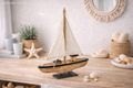 Deko-Segelboot Holz zum aufstellen maritime Dekoration Dekofigur Boot Segel Nautisch  5