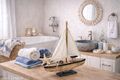 Segelboot aus Holz Maritime Deko Schiff Badezimmer Deko Segelschiff Büro Nautisches Holzboot 4
