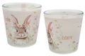 Windlicht Banderole Frohe Ostern Hase Blumenkette Beige Tischdeko Votivglas 7,5 cm H 1