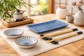 Japanisches Sushi Set in Weiß Blau  - Sushi Service aus Porzellanfür 2 Personen 3