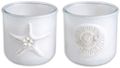 Deko Windlichter - Teelichter - milchig weißes Glas mit 3D Seestern & Ammonit Muschel Motiv 8,8cm H 2 Stück 1
