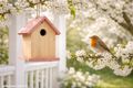 Vogelhaus Holz Rosa Vogelhäuschen zum Aufhängen in Garten, Baum, für Balkon und Veranda - Geschenk 2