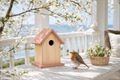Vogelhaus zum Aufhängen aus Holz mit Rosa Dach & Boden - Deko Frühling Sommer Geschenk Geburtstag Ostern 3