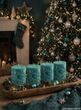 Bunt Weihnachten 4 Stumpenkerzen Kerzen Blau Seegrün Petrol Tischdeko Party Deko Adventskerzen 6