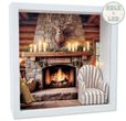 Geschenkrahmen Personalsisiert Holz Bilderrahmen Geldgeschenk Gutschein Weihnachten Jagdhütte Jäger Kamin LED 1