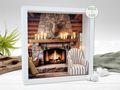 Geschenkrahmen Personalsisiert Holz Bilderrahmen Geldgeschenk Gutschein Weihnachten Jagdhütte Jäger Kamin LED 2