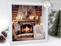 Geschenkrahmen Personalsisiert Holz Bilderrahmen Geldgeschenk Gutschein Weihnachten Jagdhütte Jäger Kamin LED 3