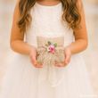 Ringkissen Vintage Leinen – romantisches Hochzeitskissen mit Spitze & rosa Blüten 2