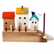 Maritime Deko Häuserreihe Küstenhäuser Häuser Holz Strandhaus Bunt Holz 20cm 1