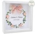 Personalisierter Holz Bilderrahmen mit LED Lichterkette Eukalyptus Blumen Altrosa Hochzeit Geschenk Geldgeschenk 1