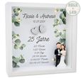 Silberhochzeit Geschenk Bilderrahmen mit LED personalisiert Eukalyptus & Hochzeitspaar Geldgeschenk 1