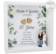 Goldhochzeit Geschenk Bilderrahmen mit LED personalisiert Eukalyptus & Hochzeitspaar Geldgeschenk 1