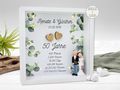 Goldhochzeit Bilderrahmen Holz Geschenk mit LED, personalisiert mit NAMEN & DATUM 2