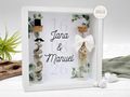 Hochzeit Geldgeschenk Geschenkrahmen Holz mit Trockenblumen, Reagenzglas - Brautpaar 2