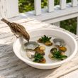 Deko Set Kleiner Teich mit schwimmenden Schildkröten – Mini Teich Schale Wasserdeko Vogeltränke Garten Tischdeko 3