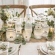 6er-Set Vintage Glasvasen und Windlichtern in Creme mit Spitze 5