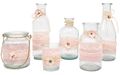 SET Deko Vasen Windlichter Hochzeit Tischdeko Boho Rosa Spitze 6-Teile 1