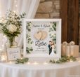 Hochzeit Geschenk Bilderrahmen LED personalisiert Eukalyptus & Herzen Hochzeitspaar mit Sektglas Geldgeschenk 3